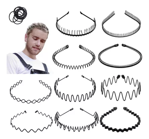 5 PCS Diadema Hombre Diadema Ondulada de Primavera Aro para el Cabello  Diadema Geométrica Wash Face para Hombres y Mujeres Diademas de Metal para