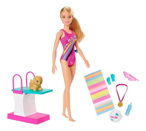 Imagen 1 de 5 de Barbie Dreamhouse adventures/Swim ‘n dive doll Mattel GHK23