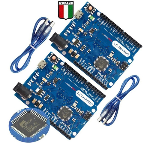 Kit 2x Pcs Italy Para Arduino Leonardo R3 Atmega32u4 + Usb