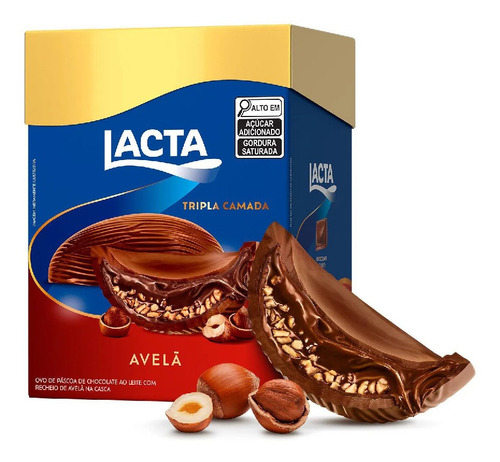 Kit 2 Ovos Lacta Tripla Camada Avelã Com Recheio 320g Cada