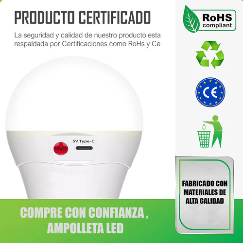 Ampolleta Recargable Ampolleta E27 Ampolleta Emergencia 10w