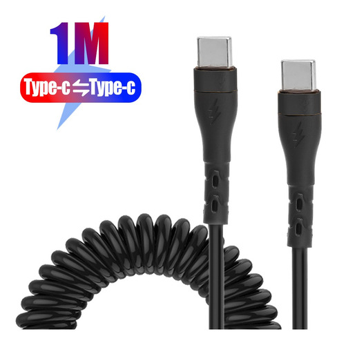 Cable Tipo C A Tipo C Resorte 120w Carga Y Datos 1m