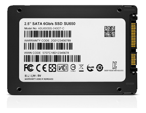 Unidade de estado sólido Adata Ultimate Su650 240gb SSD de cor preta
