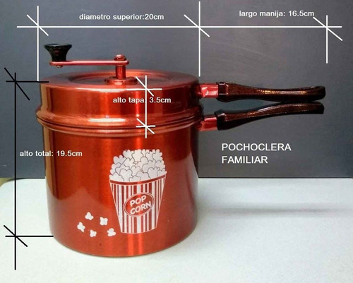 Olla Pochoclera Familiar De Aluminio En 5 Colores