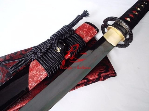 Espada Samurai Aço T10 Negro Katana Com Corte Afiada