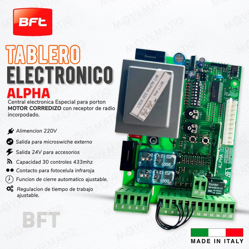 Tablero Electronico Bft Alpha /220v Motor Porton Corredizo