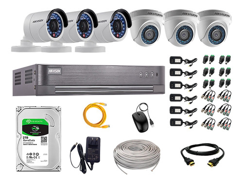 Kit 6 Camaras De Seguridad Hikvision Hd Completo 1tb