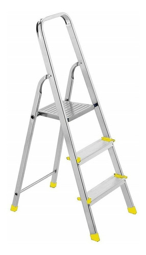 Imagen 1 de 6 de Escalera Plegable Acero Aluminio 3 Escalones Framar Hecha En Italia - Practica Y Resistente