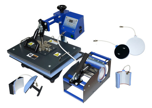 Prensa Manual Hot Stamp 6 Funções Cor Azul