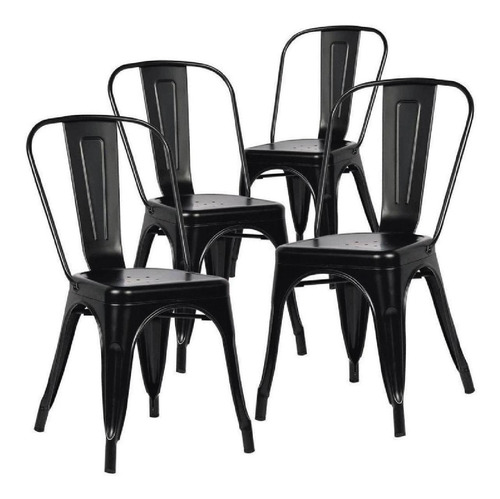 Set De 4 Sillas Tipo Tolix De Acero Varios Colores