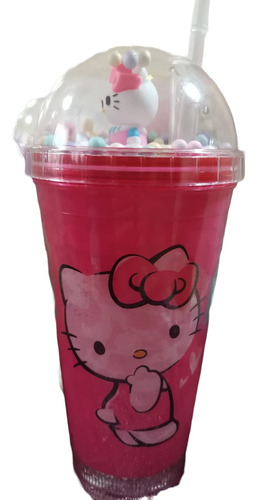 Vaso Acrílico Luz Con Popote Diseño Gel Congelado Personajes