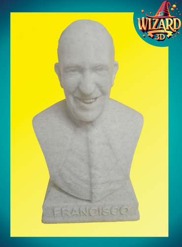 Busto Papa Francisco - Impresion 3d - Efecto Mármol - 20 Cm Granito - Marmol