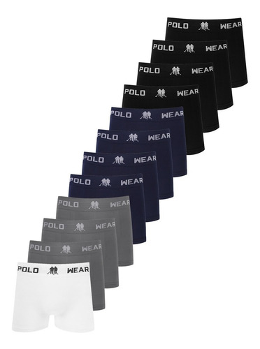 Imagem 1 de 6 de Kit Com 12 Cuecas Boxer Microfibra Polo Wear
