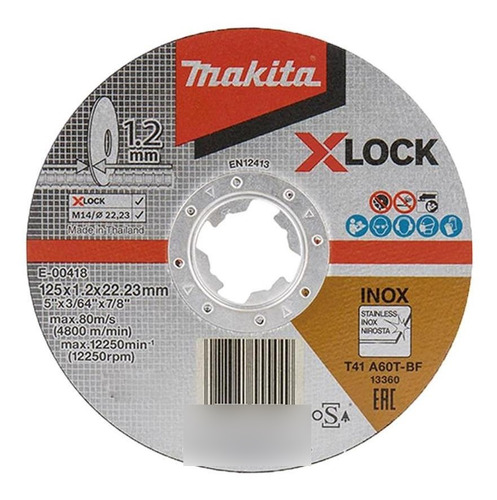 Disco Corte Aço Inox X-lock 125x1.2x22.23mm E-00418 Makita