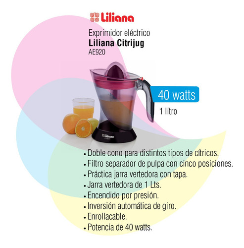 Exprimidor Electrico Liliana Citrijug Ae920