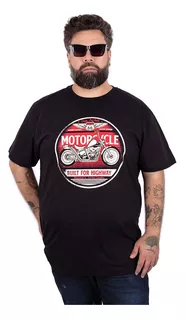 Camiseta Moto Plus Size Motorcycle Highway Preta G5 G6