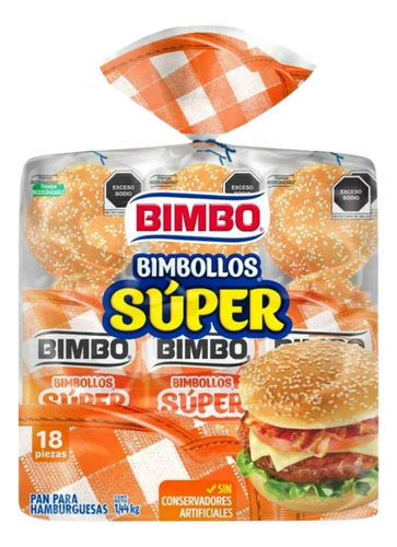Pan Para Hamburguesas Bimbo Bimbollos Extra Grandes 18 Pzas