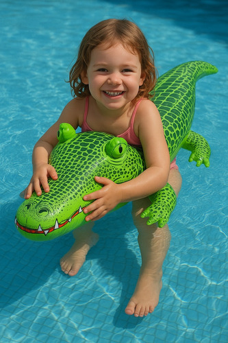 Cocodrilo Inflable Con Manijas Colchoneta Para Pileta