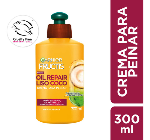 Crema Para Peinar Garnier Fructis Oil Repair Liso Coco 300ml