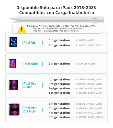 Pencil Carga Inalámbrica Magnética Lápiz Stylus Para Ipad