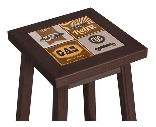 Jogo De Mesa Bar Bistrô C/ Cerâmica Com 4 Banquetas Madeira