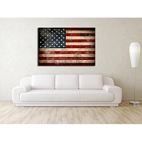 Nogal Enmarcado Grande Antiguo Vintage Bandera American...