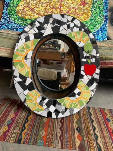 Espejo Ovalado Decorativo De Mosaico