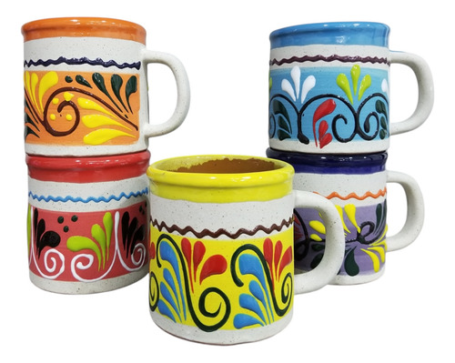 Taza Decorada Arenosa Cap 355 Ml Paq 6 Pzs Blanco Taza Decorada