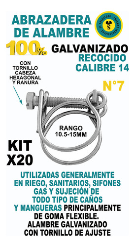 Abrazadera Alambre Manguera Gas 10.5 / 15 Mm Pack X20unid