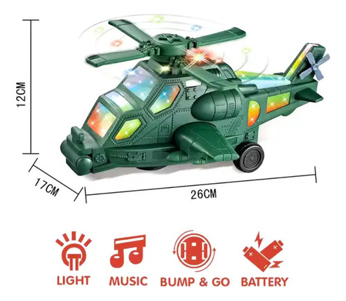 Helicoptero A Pila Con Luz Y Sonido Juguete