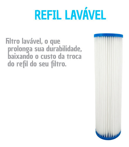 Filtro Água Caixa Dágua Cavalete + 2 Refil Plissado Lavável