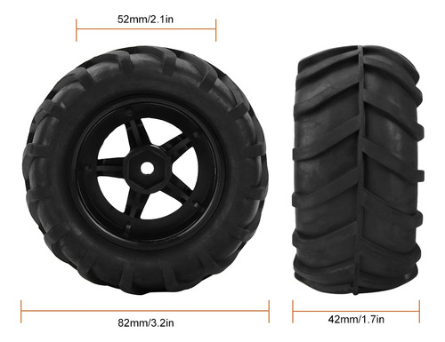 Neumático De Rueda De Goma Para Coche Rc, 2 Piezas, 82 Mm, P