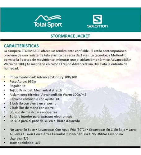 Salomon Campera Stormrace Jkt M 10k - Ski - 403928