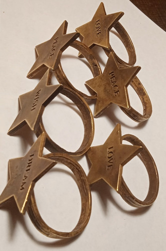 Imagen 4 de 6 de 6x Anillos Servilleteros Estrellas Bronce Premium