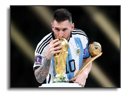 Foto Mural Messi Besando La Copa Campeon Qatar 2022  