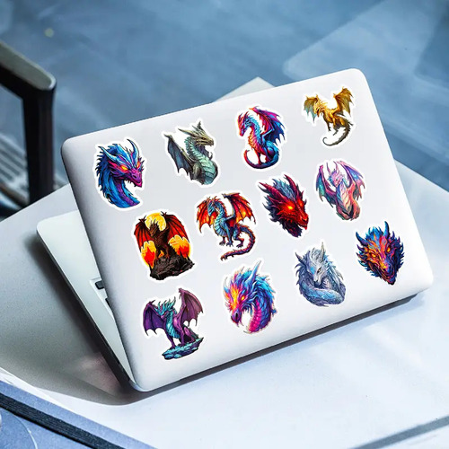50 Calcomanías Sticker Impermeables De Dragones Épicos