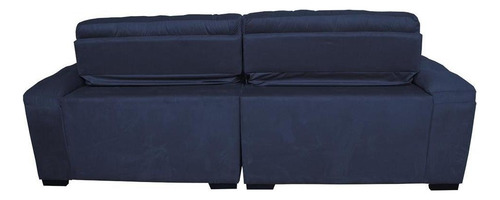 Sofá 2,12m Retrátil E Reclinável Cama Inbox Top Azul Desenho Do Tecido Liso