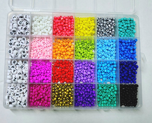 Set De Mostacillas Cuentas Para Pulseras Incluye Letras