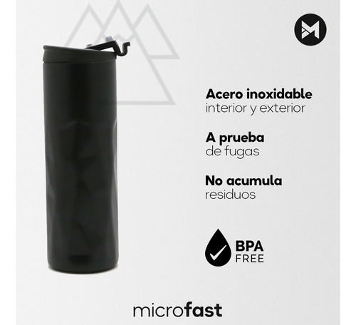 Imagen 4 de 7 de Vaso Térmico Acero Inox Frío Calor Tapa Diseño Minimal 500ml