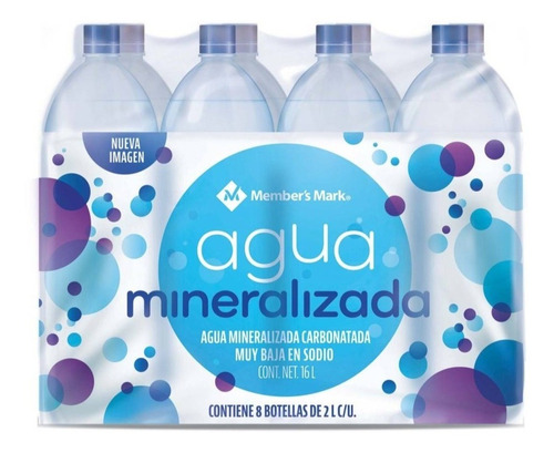 Agua Mineral Mm 8 Pack De 2 Litros Baja Sodio Members Mark