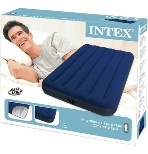 Colchon Inflable Intex Individual 1 Plaza Cama De Aire Porta