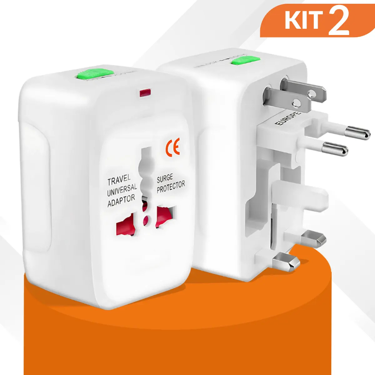Kit 2 Adaptadores Tomada Universal Para Viagem Internacional Compatível Em +150 Países Parosflux