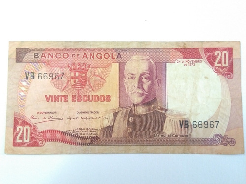 Billete Angola 20 Escudos 1972