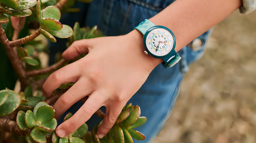 Reloj Flik Flak Beary Cute Zfbnp138c Color de la correa Verde Color del bisel Verde Color del fondo Blanco