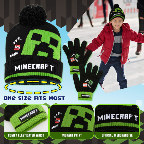 Set De Accesorios De Invierno Para Niños De Minecraft: Gorro
