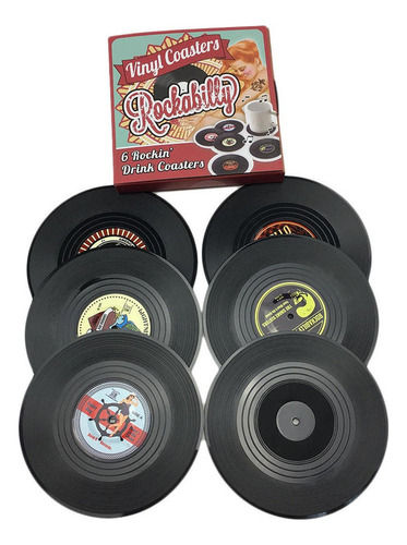 6 Posavasos De Bebida De Vidrio For Taza De Disco De Vinilo