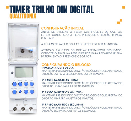 Temporizador Digital Bivolt Programável 50/60hz Qualitronix
