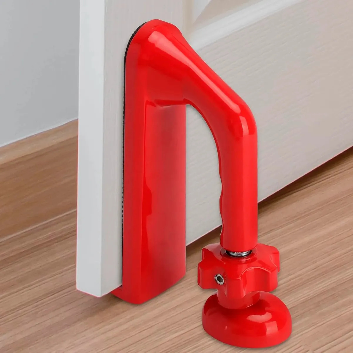 Soporte Cerradura Portatil Traba Puerta Seguridad Hogar Rojo