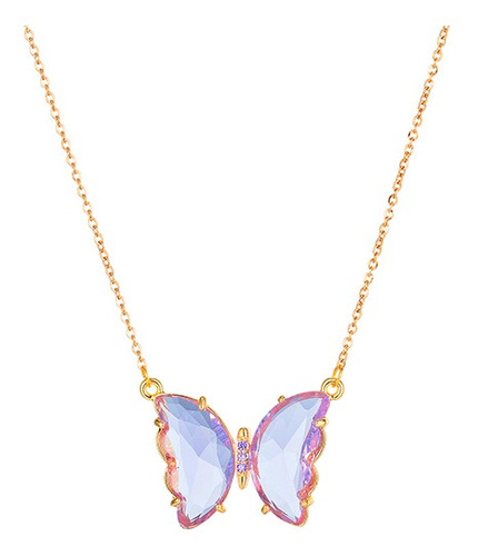 Imagen 1 de 3 de Collar Mariposa Multicolor Acero