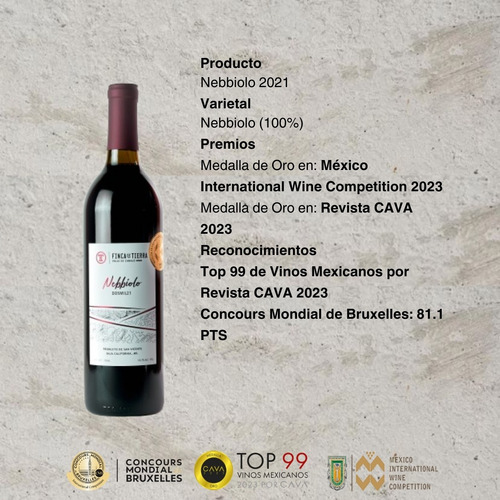 Finca De Tierra Vino Tinto Nebbiolo 2021 - Botella 750ml